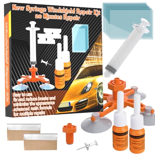 Windshield Repair Kit, Upgraded Windshield Chip Repair Kit with Pressure Syringes,Automotive Windshield Crack Repair Kit, Glass Repair Kit Quick Fix for Fixing Bulls-Eye, Star-Shaped Crack new version