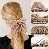 6Pcs Hair Bows for Women, Bow Hair Clips, Silky Satin Hair Bows for Girls, Neutral Colors Hair Ribbon, Cute Bow Clips for Women, Hair Accessories Gifts