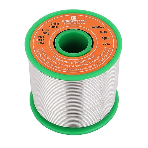 500g Solder Wire Lead Free Rosin Flux Core Diameter 1.5mm 0.06 Alloy Sn99 Ag0.3 Cu0.7 Wide Solder Gauge Unleaded Fast Melting Solder Wire No Clean Electronics Soldering 1.1 Pound Large Electric Solder