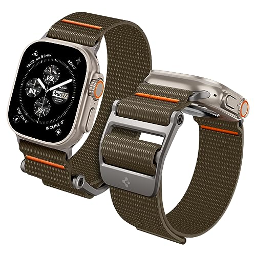 Spigen DuraPro Flex Ultra Khaki Nylon Band for Apple Watch Series 9/8/7/SE2/6/SE/5/4/3/2/1 45mm/44mm/42mm