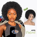 Lady Miranda Short Afro Wig Cornrow with Afro Puff Wig 13x4 Lace Front Braided Cornrow Afro Puff Wig Afro Kinky Curly Wigs Pre Made Cornrow Braided Wigs for Black Women