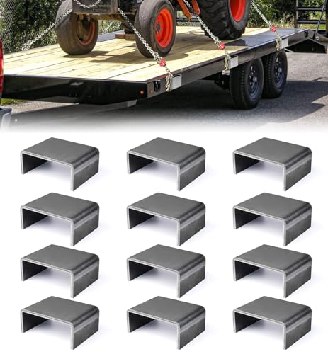 Aupar Heavy Duty Steel Weld On Stake Pockets for Trailer & Truck | Trailer Stake Pockets Fit Standard 2x4 Stakes | 12 Pack