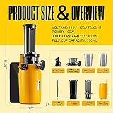 Ventray Ginnie Mini Cold Press Juicer, Small Slow Masticating Juicer for Vegetables and Fruits, High Juice Yield, Easy to Clean, Space-Saving, Fit for Personal/Travel/Picnic/Office - Yellow