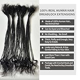 Real Human Hair Micro Locs with Curly Ends 0.1cm Width 14inch 50strands Full Handmade Soft Natural Black Dreadlock Extension Human Hair Sister Locks for Women/Men/Girls Can Be Dyed and Bleached