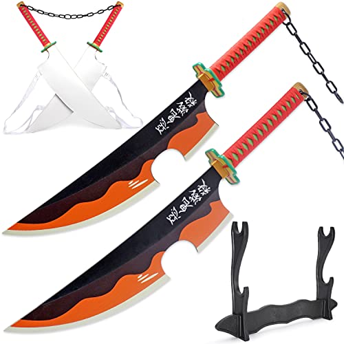 Zisu Tengen Swords, About 31 inches, Two Tengen Sword Included, Hashira Pillars & Tengen Uzui Sword Katana for Cosplay Purpose, Anime Sword with Original Texture (Orange-Tengen)