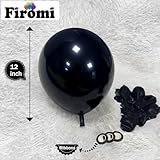 Firomi Black Balloons 12-inch 100 Pack Big Helium Round Black Metallic Thicken Latex Balloon for Birthday Party Black Theme Party Balloons (with 3 Ribbons)