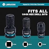 LIBRATON Impact to 1/4 Hex Converter, 1/2 3/8 1/4-INCH Drive Female to 1/4-Inch Hex Adapter, Impact Wrench Adapters for Ratchet Wrench Drivers, Impact Bit Holders, Quick-Change Chuck, Cr-Mo Steel