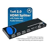 OREI 1x4 2.0 HDMI Splitter with Scaler Audio Extractor 4 Ports with Full Ultra HDCP 2.4K at 60Hz & 3D Supports EDID Control - UHDS-104A