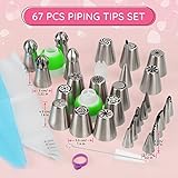 Wenburg Flower Piping Tips Set with 29 Attachments | Russian Piping Nozzles Set | Ball, Ruffle and Leaf Tips, Filling Nozzle | Cupcakes & Cake Decorating Tips | Icing Bags and Tips Set (UNIVERSAL)