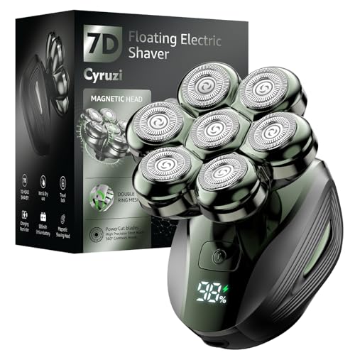 Head Shavers for Bald Men, Detachable Head Shaver, IPX7 Waterproof Wet Dry Bald Head Shavers, 7D LED Display Electric Rechargeable Head Shaving Kit with Type-C Charge, Jungle Green