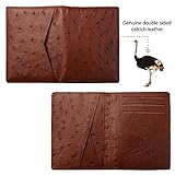 Light Brown Ostrich Credit Card Holder Slim Minimalist Leather Bifold Wallet Slim Executive Business Luxury RFID Blocking Front Pocket Travel ID Case Handmade Exotic Leather Gift For Men CARDOS-06