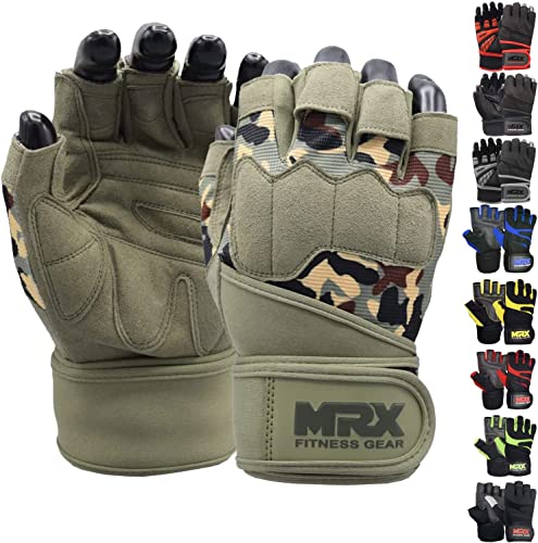 MRX Weightlifting Gloves for Men With Wrist Support | Fingerless Gym Accessories for Weight Lifting, Powerlifting and Exercise