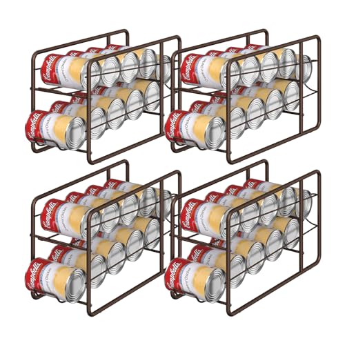 MOOACE 4 Pack Can Dispenser Rack, Stackable Can Storage Organizer Holder for Canned Food Kitchen Cabinet Pantry Countertop, Bronze