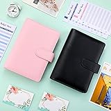 6 Pieces A6 PU Leather Notebook Binder Refillable 6 Rings Binder Cover Loose Leaf Personal Planner with Magnetic Buckle Closure (Pink, Green, Purple, Sky Blue, Yellow, Black)