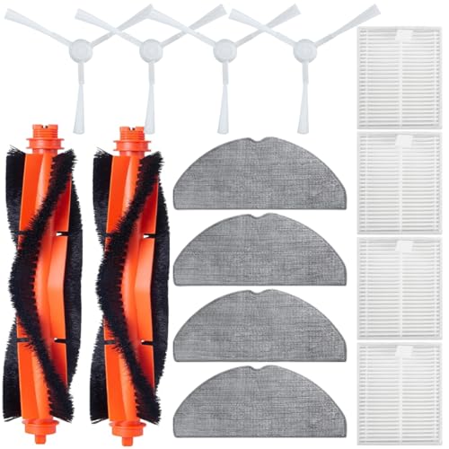 Replacement Parts for Xiaomi S20 Robot Vacuum Cleaner, 2 Main Brush, 4 HEPA Filters, 4 Side Brushes, 4 Mop Pads, Accessories Kit Spare Repair Attachments