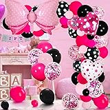 Mini Mouse Balloon Garland Arch Kit Light Pink Rose Red Black Bot Latex Balloons Confetti Balloon Bow Heart Love Foil Balloons Set for Baby Shower Decorations Birthday Party Supplies