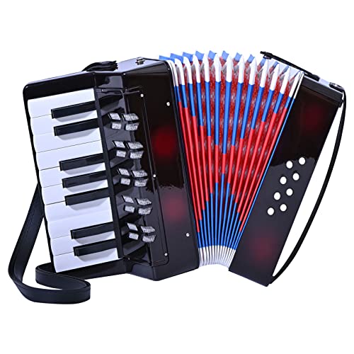 Accordion 17 Piano Keys 8 Bass Button Accordion,Kids Musical Instrument,Mini Accordian Gift