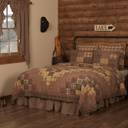 VHC Brands Prescott Patchwork Cotton Rustic Pre-Washed Bedding Accessory, King Quilt 110x97