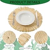 Sunnychicc 24 Pack Luau Placemats and Palm Placemat, Round Luau Fringe Place Mats Tropical Palm Leaf Place Mats Bulk Summer Hawaiian Plate Chargers Table Placemats Tropical Party Supplies