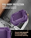 MOBOSI for AirPods Pro 2nd/1st Generation Case, Secure Lock Clip Carbon Fiber Case Cover with Keychain, Full Body Shockproof Hard Shell Protective Cover for AirPods Pro Case (2023/2022/2019), Purple