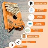 Orora Kalimba 17 Keys Thumb Piano - Songbook included with 25 Songs - Varnished Wood Musical Instrument - Finger Piano with Protection Case, Stand, Accessories - Unique Gift