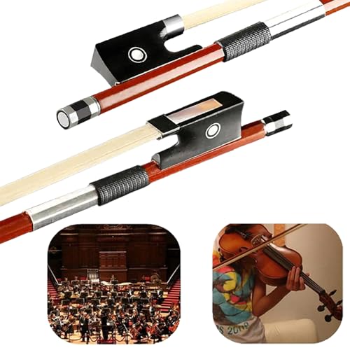 AMZZ Professional 4/4 Full Size Violin Bow - Brazilwood with Ebony Frog & White Horsehair for Adults and Student (4 4 Violin Bow Size)