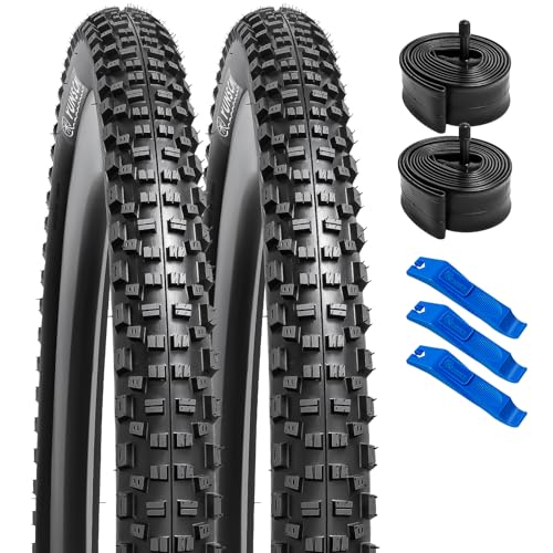 2-PCS 26" Mountain Bike Tires 26x2.25/57-559 120TPI Nylon Antipuncture Protection and 26" Bike Tubes Compatible with 26x2.10 26x2.125 26x2.20 26 x 2.25 26x2.30 Bike Tires and Tubes(Y-581)