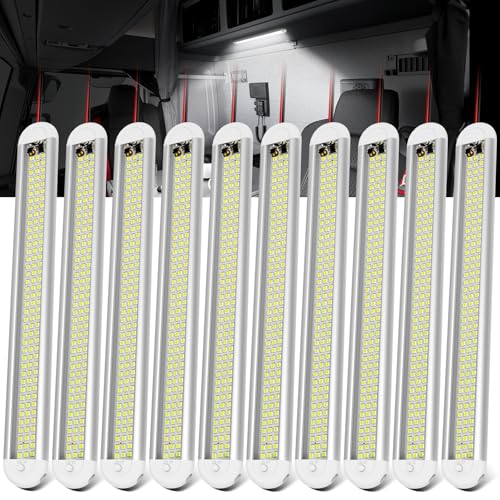 12v LED Interior Light Bar，CT CAPETRONIX 120LEDs 1500LM 8W DC 12 Volt led Strip Lights with ON/Off Switch，for Enclosed Cargo Trailer, Car RV Van Truck Lorry Camper Boat Caravan Motorhome (10Pack)