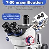 Kaisi TX-350E Professional Soldering Microscope,Trinocular Stereo Microscope, 7X-50X Magnification and WF10x23 Wide Field Eyepieces,Lab Stereo Zoom Microscopes for Electronics Repair