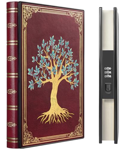 Luxurious Diary with Built-in Password Lock, 180° Lay Flat Design, Lock Journal for Men & Women, Personal Planner Organizer, A5 220 Pages 120gsm Paper, Tree of Life Cover, 5.9 x 8.5 inches Wine Red