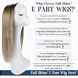 Full Shine Brazilian Remy Human Hair 22 Inch U Part Wig Color 3 Fading To Color 8 And 22 Balayage Hair Wigs One Piece 150 Gram For Women Real Hair Wig Half Part Wigs