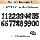 [20 Pcs] 16" Black Foil Number Balloons (2 sets of 0-9) - Mylar Aluminum Hanging Decorations for Graduation, Birthday, Christmas & New Year's Eve Parties