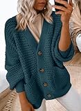 Dokotoo Womens Oversized Open Front Cardigan Sweaters for Women 2025 Fashion Ladies Fall Sweater Long Sleeve Autumn Chunky Fashion Soft Knit Winter Outerwear Coats Blue X-Large