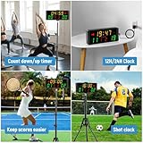 Samshow LED Electronic Digital Scoreboard Score Keeper with Remote & Tripod, Basketball Scoreboard with Shot Clock & Timer & 12/24h Real Time for Football/Corn Hole/ping Pong/Table Tennis