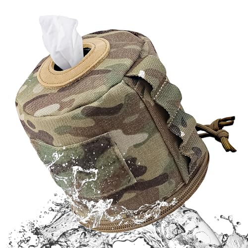 Agorizeo Tactical Toilet Paper Cover Waterproof Cat Proof Towel Holder Roll Paper Case Cover Portable and Foldable Paper Storage Bag with Molle Mount Webbing for Car Camping Outdoor Tent Travel