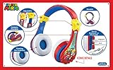 Super Mario Wireless Bluetooth Portable Kids Headphones with Microphone, Volume Reduced to Protect Hearing Rechargeable Battery, Adjustable Kids Headband for School Home or Travel