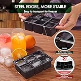 Ice Cube Tray, Large Ice Cube Moulds for Easy Release, Silicone Ice Cube Tray with Lid for Freeze, Stackable Square Ice Tray for Cocktails Whiskey Juice Coffee 【6 square 3 pack】