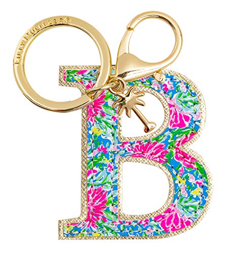 Lilly Pulitzer Leatherette Initial Keychain, Letter Bag Charm for Women, Bunny Business (B)