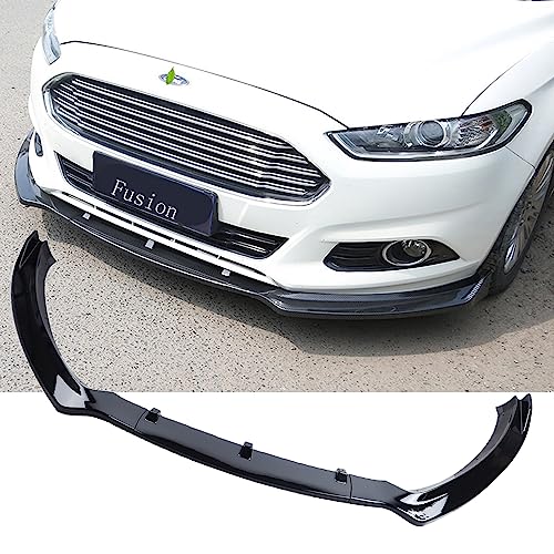 MUCO 3pcs Front Bumper Lip Spoiler Kit Compatible with F-ord Fusion Mondeo 2013 2014 2015 2016 Gloss Black Valance Fascia Cover Guard Protection Conversion