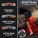 NineLeaf Bike Taillight with Turn Signals, Anti-Theft Bicycle Alarm Tail Light with Electric Bell and Automatic Brake Light, Remote Control Rear Light USB Rechargeable Safety Warning Cycling Light