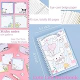 Koiswim Cute School Supplies Kawaii Stationery Gift Set, Including Gel Pens Journal Notebook Pencil Cse Stickers Pins Badge Lanyard Sticky Note Bookmark (C)