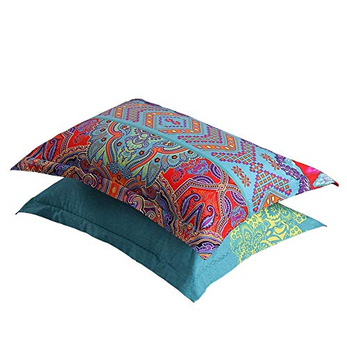 LELVA Boho Pillow Cases Set of 2 Piece Standard Colorful Bohemian Striped Pillowshams 100% Cotton Brushed Pillow Covers Pillow Protectors 20" x 30" Pattern# 2