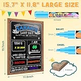 EAONE First Day of School Board Sign for All Grades Student 12 x 16 in, Double-Side Wood Frame Back to School Chalkboard Sign for Kids 1st and Last Day, with 8 Dry Erase Markers & Wipe Cloth, Brown