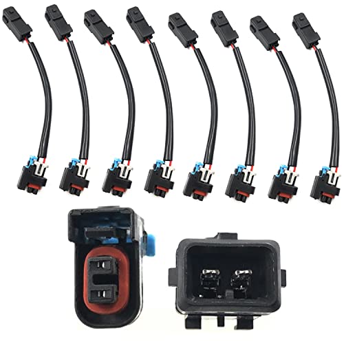 FainWan 8Pcs Injector PnP Adaptors Plugs Compatible with LQ4 LQ9 4.8 5.3 6.0 Injectors into LS1 LT1 EV1 Wiring Harness Connectors Plug and Play