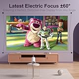 Mini Projector, 270° Rotation, Portable Projector 4K Support, Full HD 1080P Outdoor Movie Projector, Wired Screen Synchronize Max 200" Display, Compatible with Smartphone/TV Stick/Laptop/PS4/HDMI/USB