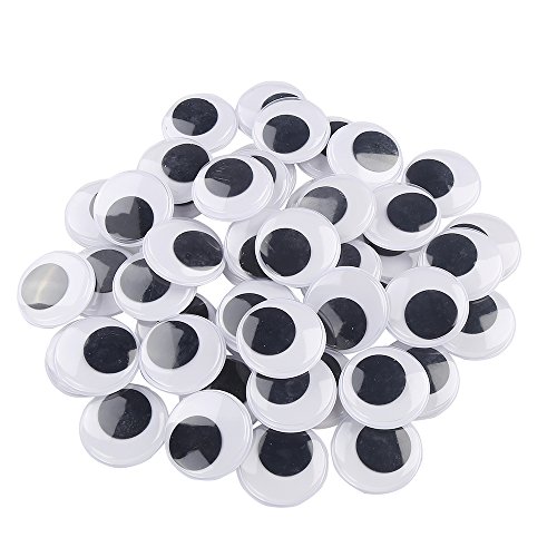 DECORA 500 Pieces 25mm Plastic Wiggle Eyes Self-adhesive Googly Eyes for Scrapbooking DIY Crafts Doll Masking Supply