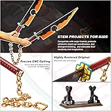 Jorumo Demon Slayer Sword Building Set, 82in Double Blade Tengen Uzui Sword Building Block with Stand, Handmade Cosplay Anime Sword Toy Building Set for Collecting and Gifting 1478Pcs