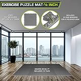 ProsourceFit Puzzle Exercise Mat ½ in, EVA Interlocking Foam Floor Tiles for Home Gym, Mat for Home Workout Equipment, Floor Padding for Kids, Grey, 24 in x 24 in x ½ in, 48 Sq Ft - 12 Tiles