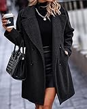 BTFBM Women 2025 Winter Faux Fur Coats Lapel Long Sleeve Fuzzy Fleece Outerwear Button Down Sherpa Jackets Fall Outfits(Solid Black, Medium)