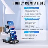 Wireless Charger for Samsung Charging Station, 3 in 1 Android Phone Wireless Charger for Samsung Galaxy S25 Ultra/S24 Ultra/S23/Z Flip 6/Fold 6/Buds, Charger for Galaxy Watch Ultra/7/6/5/4/3 (Black)